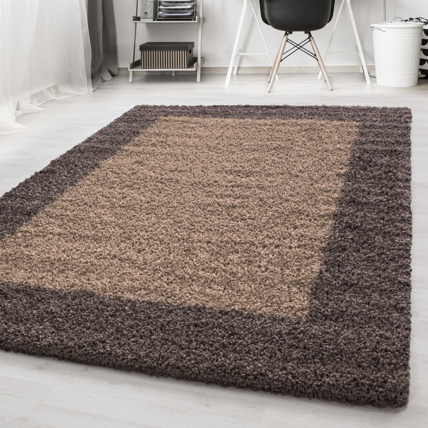 Life Shaggy Border Taupe Rug